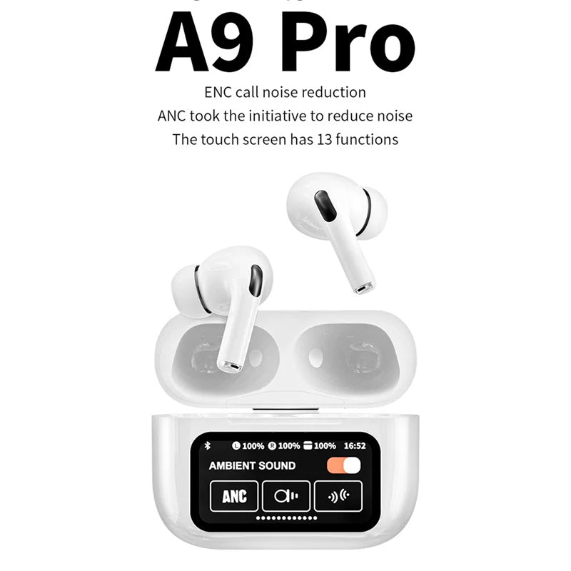 AirPods A9 Pro – ANC & ENC Noise Cancelling Wireless Earbuds | Deep Bass, Touch Control & Long Battery Life for Android & iOS – Kharido Online Pakistan