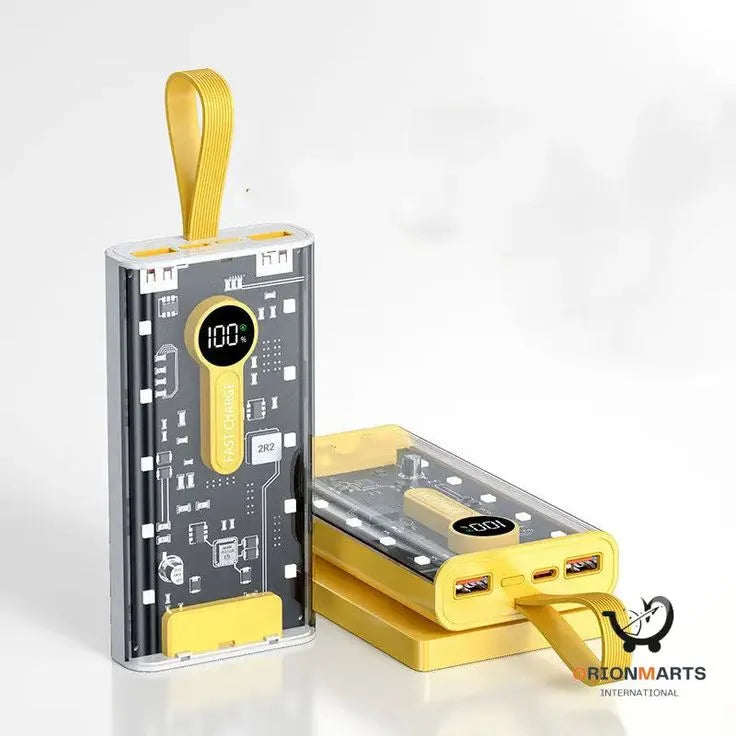 Transparent Power Bank 20000mAh | Fast Charging LED Light Power Bank with Dual USB & Smart Display