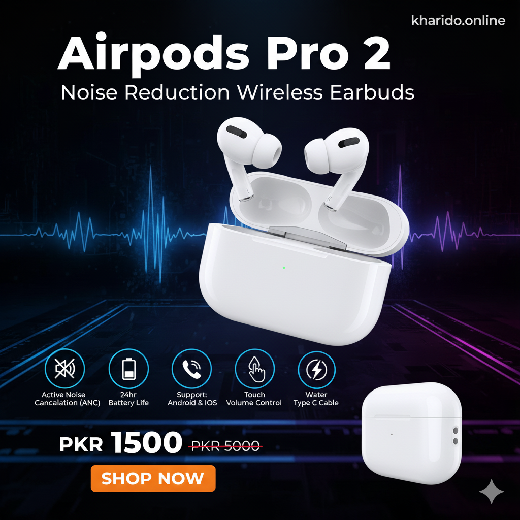 AirPods Pro 2 Wireless Earbuds – ANC, Long Battery & Type-C | Pakistan