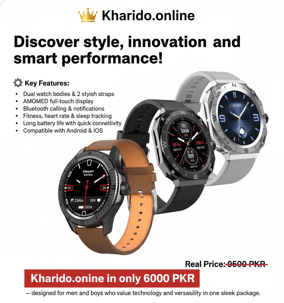 SK 22 Smartwatch – AMOLED Display, Dual Straps, Fitness & Call Watch for Men