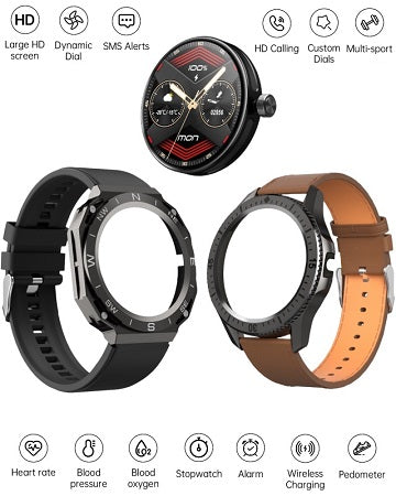 SK 22 Smartwatch – AMOLED Display, Dual Straps, Fitness & Call Watch for Men