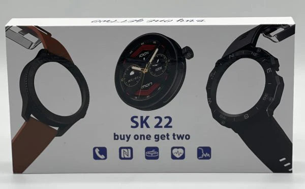 SK 22 Smartwatch – AMOLED Display, Dual Straps, Fitness & Call Watch for Men