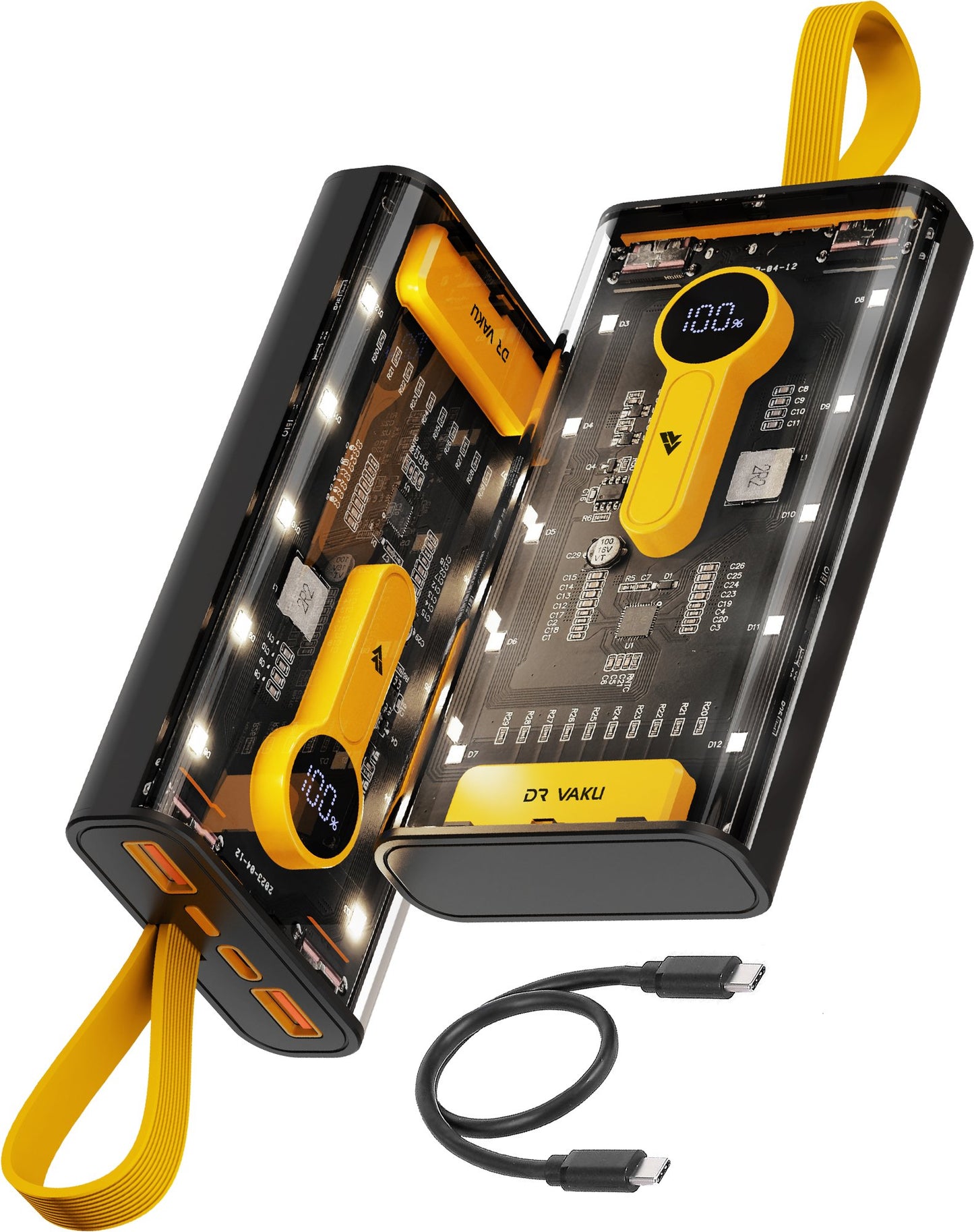 Transparent Power Bank 20000mAh | Fast Charging LED Light Power Bank with Dual USB & Smart Display