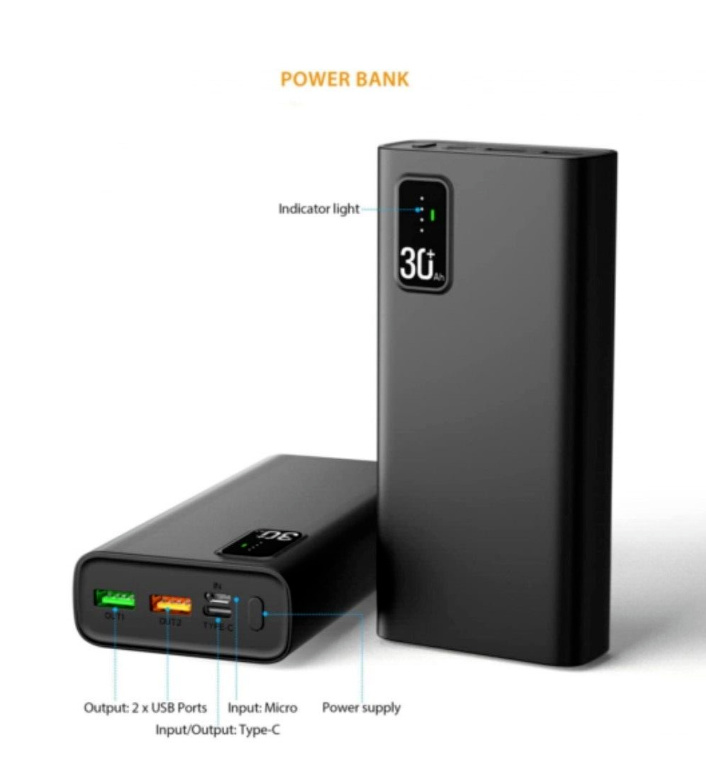 10000mAh Power Bank – PD Fast Charging with Digital Display | Portable Power Bank for Android & iPhone | Full Capacity Backup – Kharido Online Pakistan